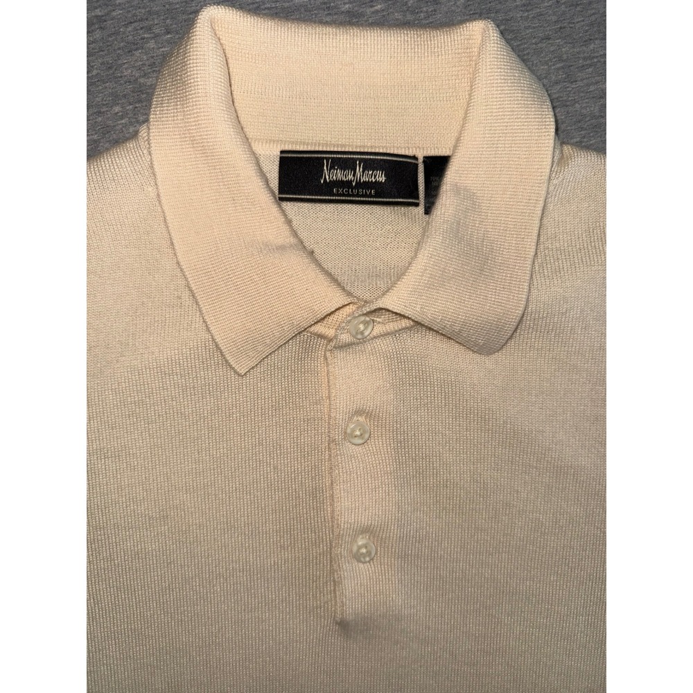 Neiman Marcus Men Cream Merino Silk Cashmere Sweater Size XL Soft Luxurious Feel